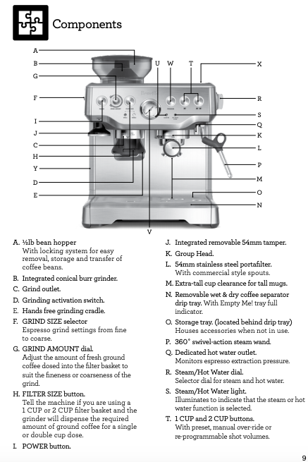 Breville bes870 clearance manual